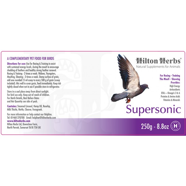 Supersonc - High energy supplement for Pigeons - pack label